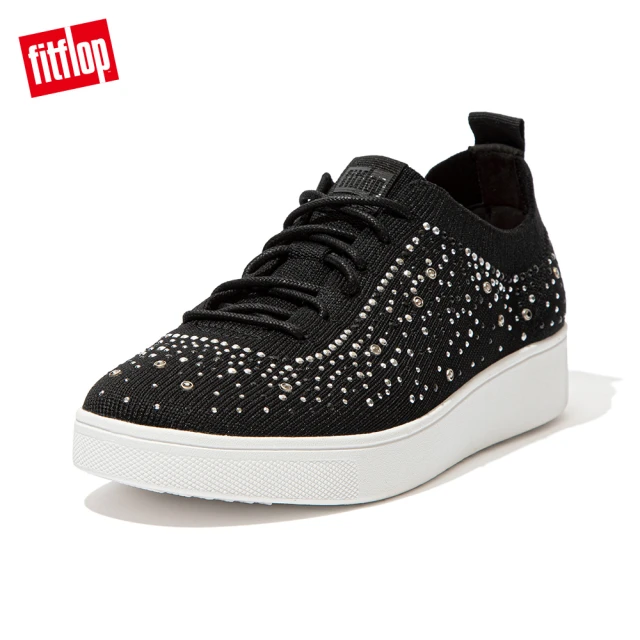 FitFlop RALLY OMBRE CRYSTAL KNIT SNEAKERS 運動風繫帶休閒鞋-女(黑色)