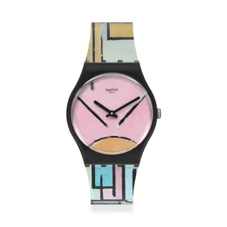 【SWATCH】MOMA聯名原創系列蒙德里安 《橢圓形的彩色平板》 手錶 瑞士錶 錶(34mm)