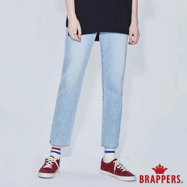 【BRAPPERS】女款 Boy friend系列-中腰全棉八分直筒褲(淺藍)