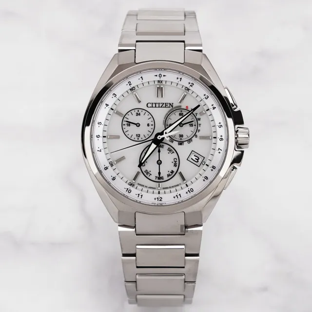 【CITIZEN 星辰】光動能萬年曆電波三眼計時手錶 母親節 送禮 禮物(CB5040-80A)