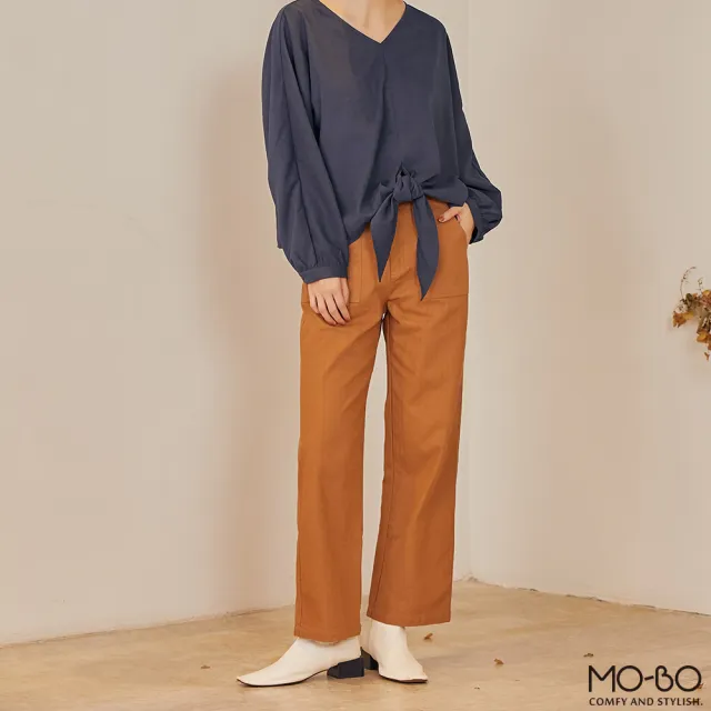 【MO-BO】簡約方型口袋直筒褲(褲子)