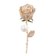 【Jpqueen】高貴金色玫瑰花珍珠鋯石2用胸針別針(金色)
