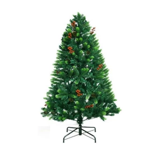 【摩達客】耶誕-5尺/5呎-150cmPVC葉混松針葉紅果松果裝飾聖誕樹(不含燈/本島免運費)