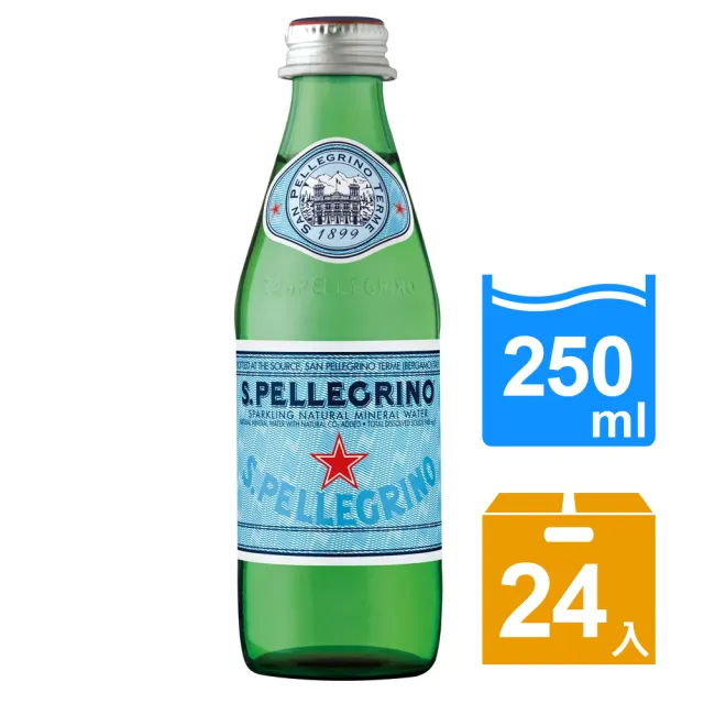 【聖沛黎洛】天然氣泡礦泉水玻璃瓶裝250mlx24入/箱