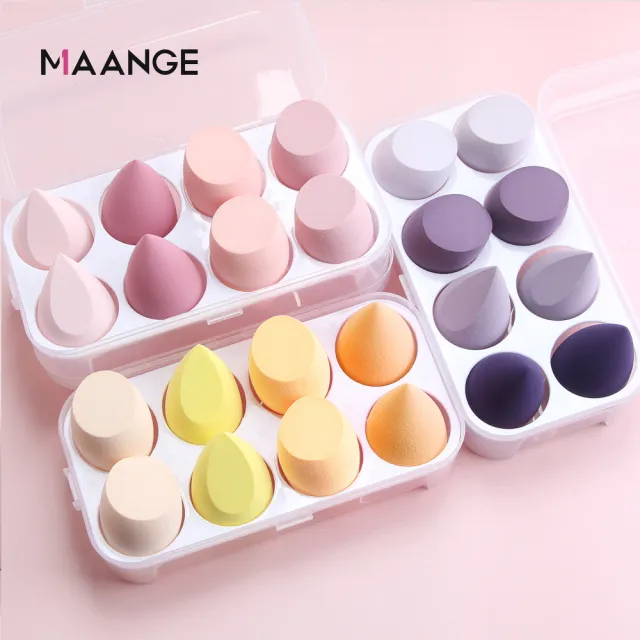 【MAANGE】盒裝美妝蛋 化妝海綿 化妝粉撲 彩妝蛋 8顆(乾濕兩用美妝蛋)