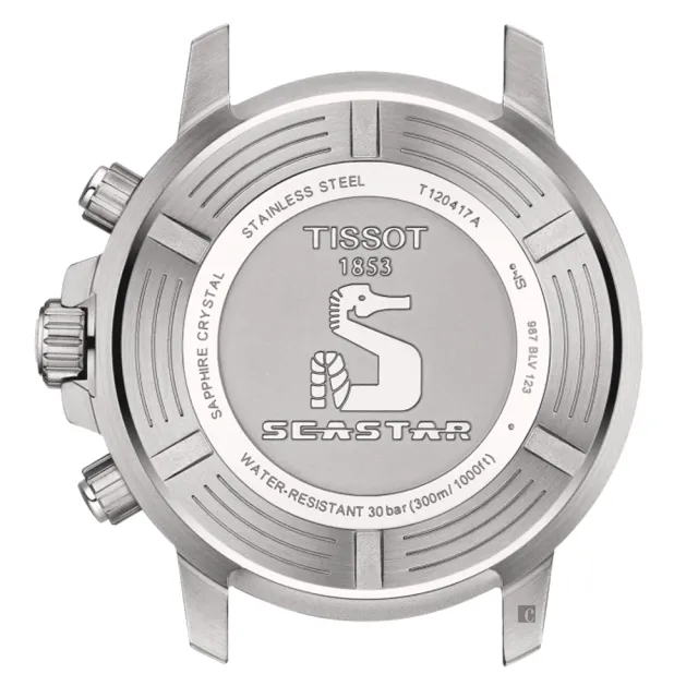 【TISSOT 天梭】水鬼 Seastar 1000 海洋之星300米潛水計時手錶 送行動電源 畢業禮物(T1204171742100)