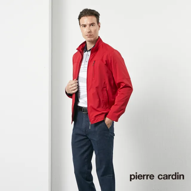 【pierre cardin 皮爾卡登】商務休閒 男款 都會時尚防潑水夾克外套-紅(5205663-78)