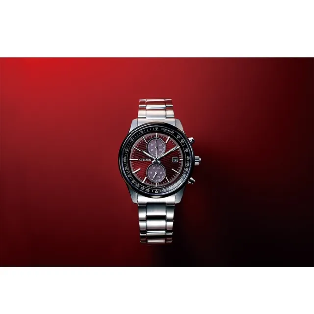 【CITIZEN 星辰】GENTS東京紅限量版 計時碼錶鋼帶腕錶-41mm(CA7034-96W)