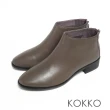 【KOKKO 集團】極簡率性小牛皮後拉鍊粗跟踝靴(軍綠色)