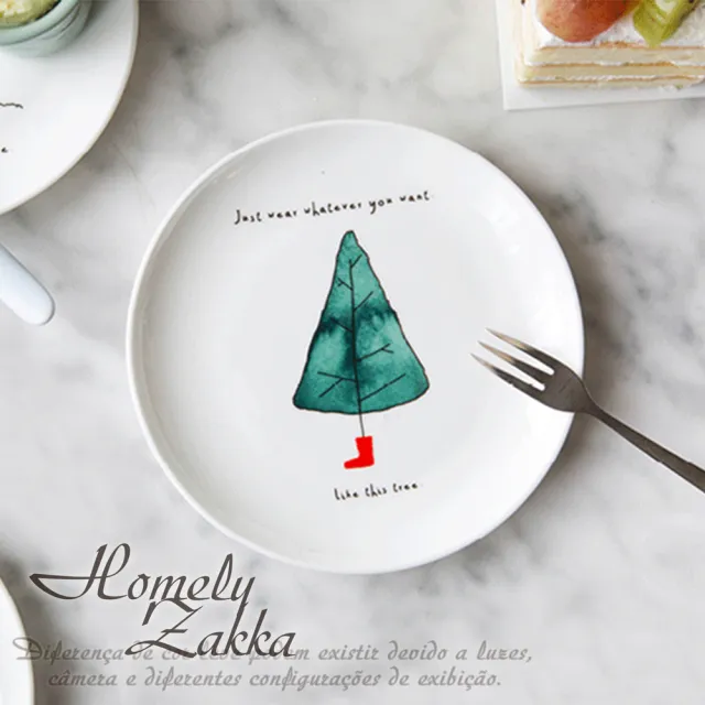 【Homely Zakka】北歐創意ins風植物陶瓷8吋餐盤/點心盤/牛排盤_3款任選(飯碗 湯碗 餐具 餐碗 盤子 器皿)