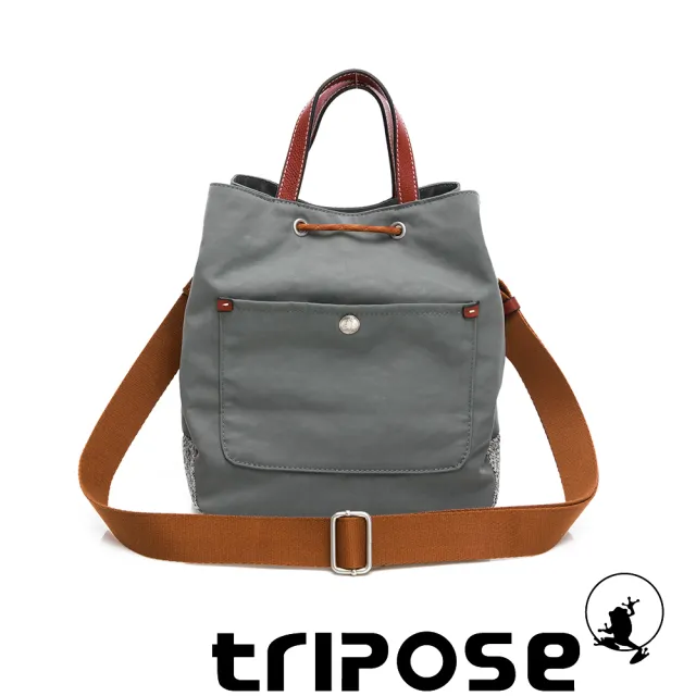 【tripose】漫遊系列岩紋手提斜背水桶包(優雅灰)
