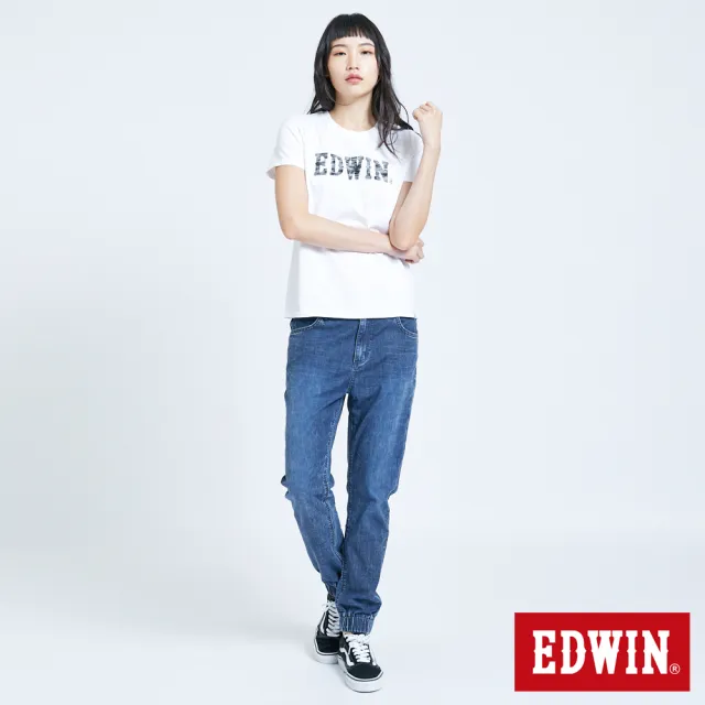 【EDWIN】男女裝 503 輕柔舒適 五袋式束口牛仔褲(中古藍)