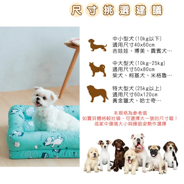 【奶油獅】森林野餐-中小型寵物記憶床墊40*60cm-10kg以下適用-台灣製造(橘紅)
