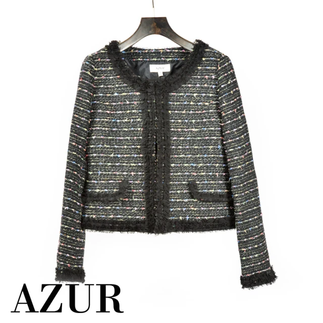 【AZUR】時尚女伶滾邊亮片造型羊毛圓領外套
