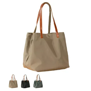 【MAISY】防潑水尼龍牛津布休閒手提包(防水包 現+預  黑色 / 焦糖色 / 墨綠色)