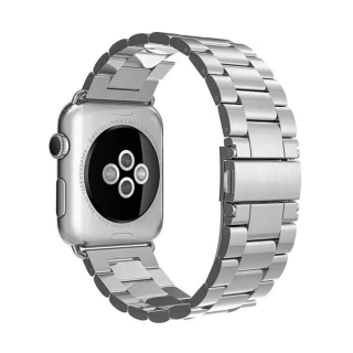 【百寶屋】Apple Watch 6/SE 44mm不鏽鋼三珠蝶扣錶帶 星空銀/贈拆錶器