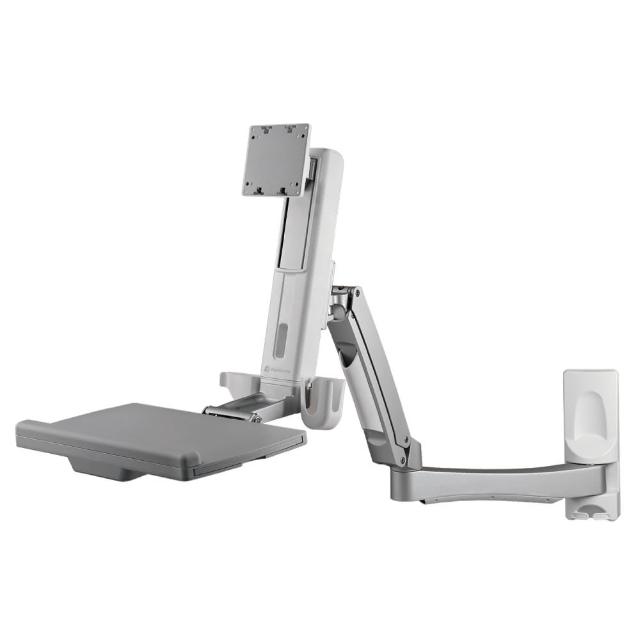 【ErgoGrade】壁掛式螢幕坐站兩用升降雙旋臂互動工作站EGORW20Q(電腦螢幕架/長臂/旋臂架/桌上型支架)