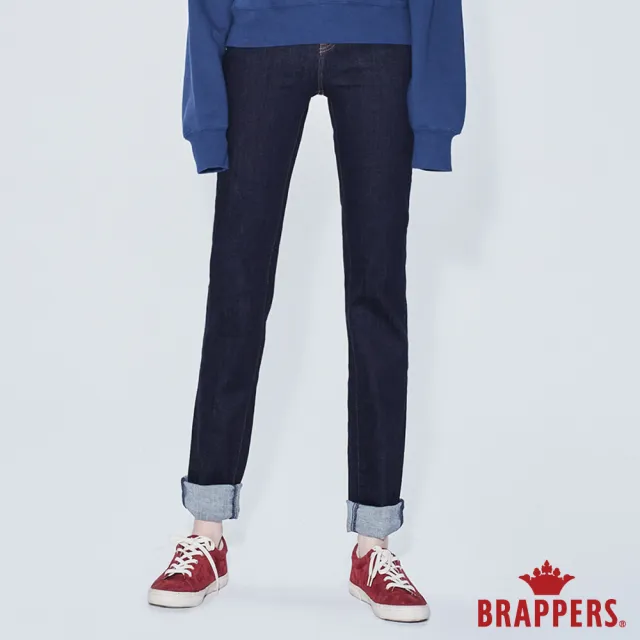 【BRAPPERS】女款 新美腳Royal系列-中腰彈性小直筒褲(深藍)