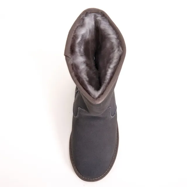 【WALKING ZONE】暖暖內刷毛拉鍊造型高筒 女雪靴(灰)