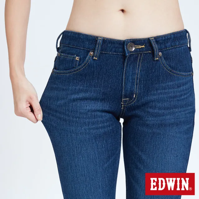 【EDWIN】女裝 JERSEYS 迦績 EJ2中低腰窄管牛仔褲(中古藍)