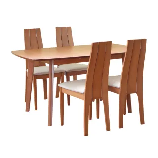 【RICHOME】雅蜜拉120CM可延伸150CM餐桌椅組-一桌四椅(2色)