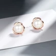 【Emi 艾迷】韓系925銀針氣質小玫瑰優雅珍珠耳環