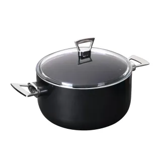 【義廚寶】義大利製西恩那系列不沾鍋雙耳湯鍋20cm(加贈 耐熱玻璃蓋+隔熱手把組)