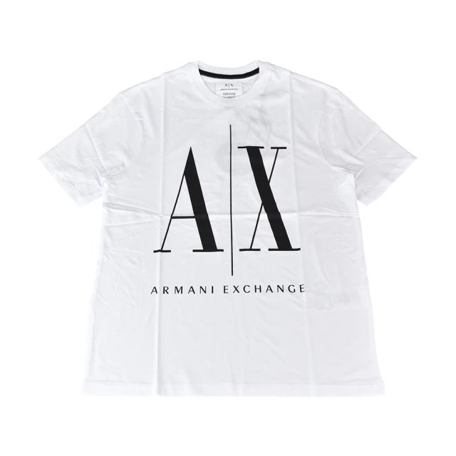 EMPORIO ARMANI A│X Armani Exchange經典壓印字母LOGO造型純棉短袖T恤(XS/S/M/L/白x黑字)