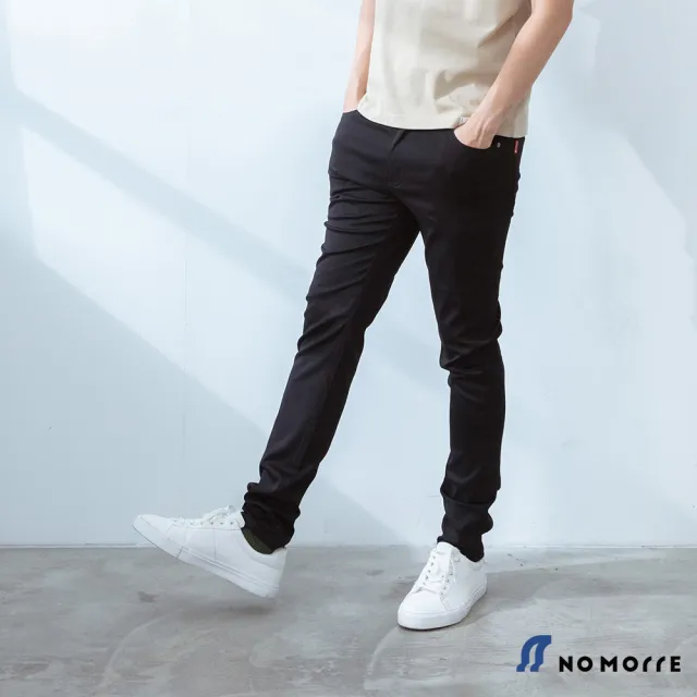 【NoMorre】黑色休閒褲 黑色長褲 超彈力 輕薄尼龍 窄管褲 M-3L 台灣現貨 #5486(黑色)