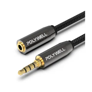 【POLYWELL】3.5mm AUX音源延長線 公對母 2M 3環4節