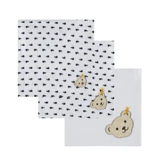 【STEIFF】熊頭 鯨魚 口水巾 紗布巾 三件組(口水巾)