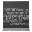 【EMPORIO ARMANI】經典字母LOGO雙色羊毛流蘇圍巾(灰色)