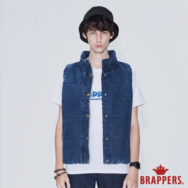 【BRAPPERS】男款 藍邊牛仔鋪棉背心(藍)