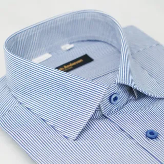 【金安德森】藍色條紋窄版短袖襯衫