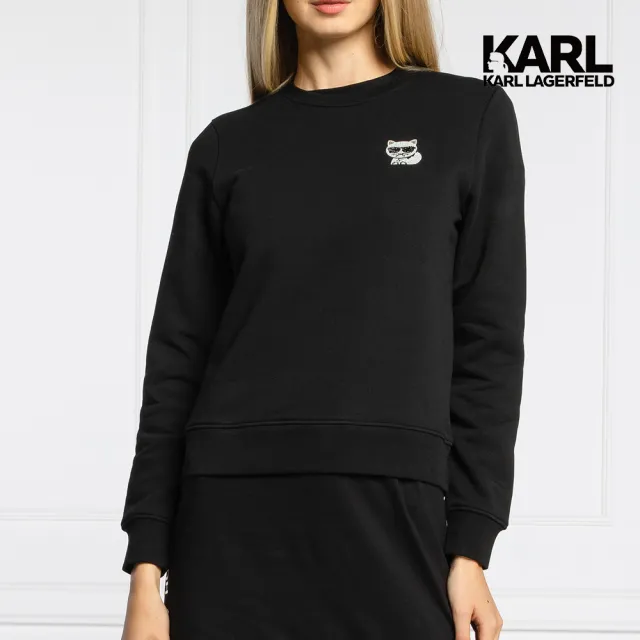 【KARL LAGERFELD 卡爾】迷你Choupette 運動衫-黑(原廠公司貨)