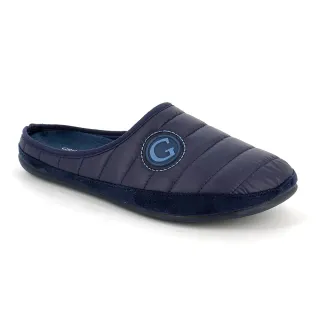 【GRUNLAND】義大利太空條紋藍保暖舒適拖鞋LECY CI 2773 深藍(義大利進口健康舒適鞋)