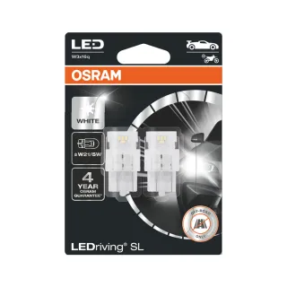【Osram 歐司朗】汽車LED燈 T20  / 2入 雙蕊白光/6000K 12V 1.7W(公司貨)