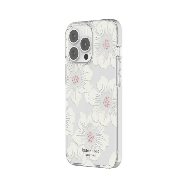 【KATE SPADE】iPhone 12 mini 5.4吋 手機保護殼/套(蜀葵花+白色鑲鑽)