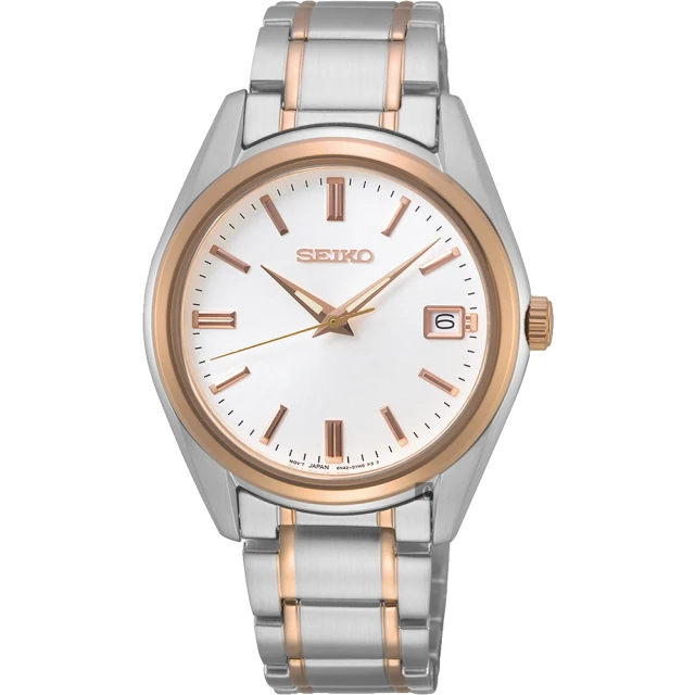 SEIKO 精工 CS 時尚石英女錶-銀x雙色/36mm 好禮2選1 雙11 優惠(SUR322P1/6N42-00L0KS)