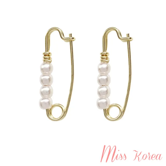 【MISS KOREA】韓國設計S925銀針優雅珍珠別針造型耳環