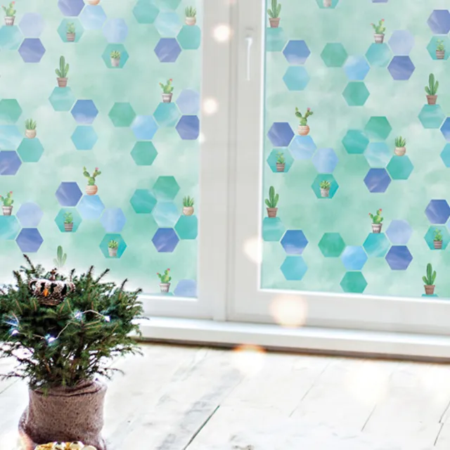 【特力屋】韓國優質窗貼 幾何盆栽 46x200cm
