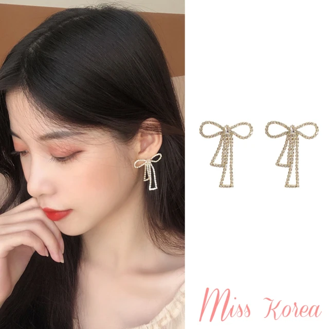 MISS KOREA 韓國設計S925銀針滿鑽蝴蝶結氣質耳環