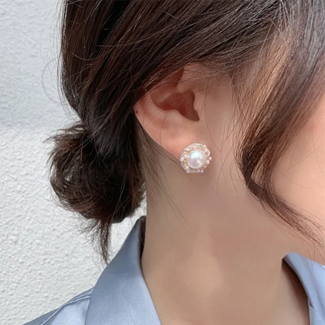 【Emi 艾迷】小香風 法式情懷氣質珍珠滾邊耳環 耳夾 夾式耳環 無耳洞(蚊香盤耳夾)