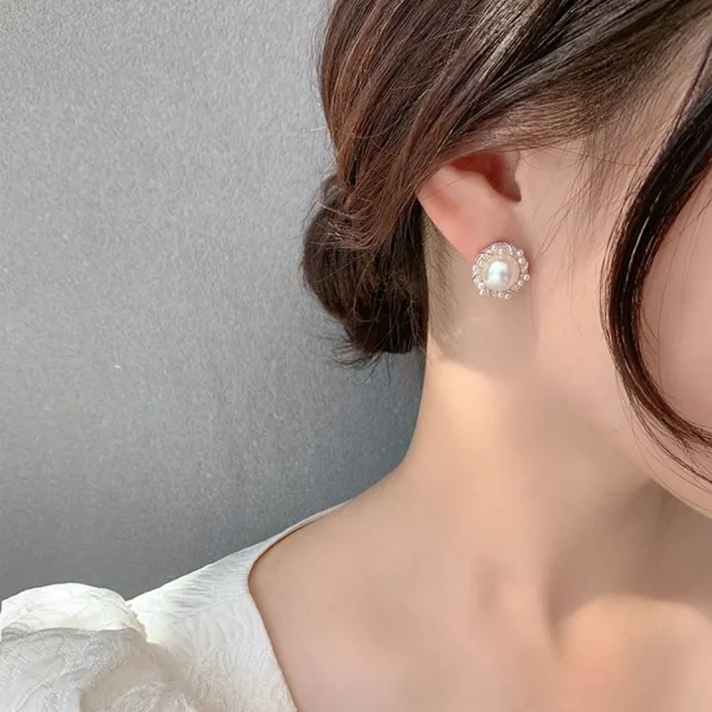 【Emi 艾迷】小香風 法式情懷氣質珍珠滾邊耳環 耳夾 夾式耳環 無耳洞(耳夾)