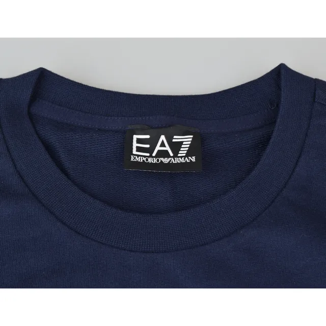 【EMPORIO ARMANI】EMPORIO ARMANI EA7字母LOGO純棉長袖運動T恤(S/M/L/XL/深藍)