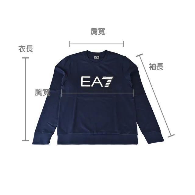 【EMPORIO ARMANI】EMPORIO ARMANI EA7字母LOGO純棉長袖運動T恤(S/M/L/XL/深藍)