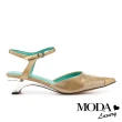 【MODA Luxury】奢華閃耀拼接後繫帶尖頭高跟鞋(金)