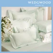 【WEDGWOOD】400織長纖棉刺繡被套枕套組-幾何刺繡水綠(雙人)