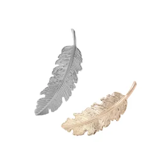 【kiret】森林系羽毛款髮夾 自然風葉子造型彈簧夾 簡約優雅夾頭髮飾 銀色(髮夾 彈簧夾 瀏海夾)