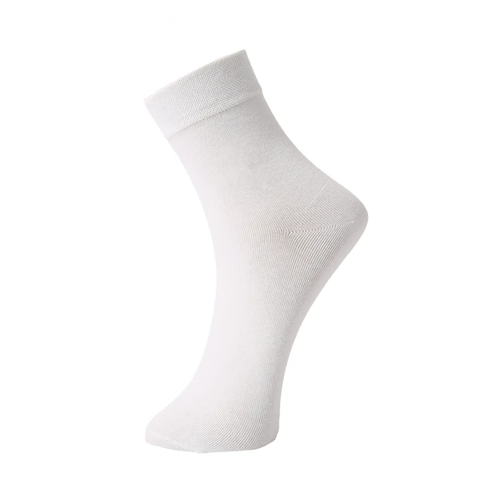 舒適男襪 中筒襪 長襪 襪子 透氣 紳士襪 素色 商務 無痕襪 休閒襪 吸汗(白色 / 3雙入)